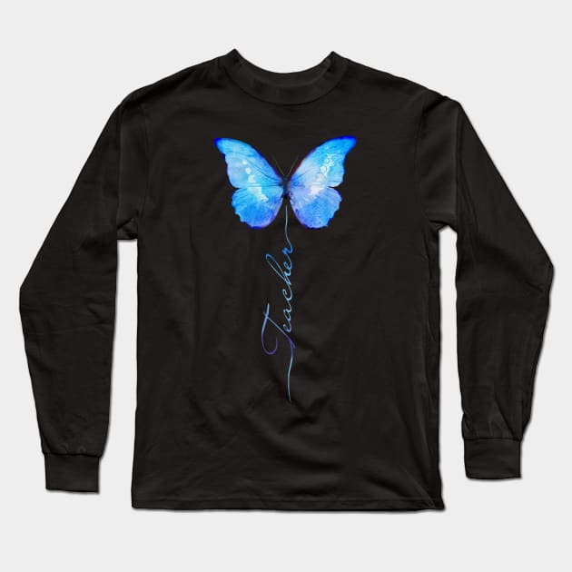 Butterfly Teacher Long Sleeve T-Shirt by Rumsa